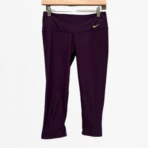 NIKE Women’s ONE LEGEND PANT Purple & Lime Green Cropped Leggings Small